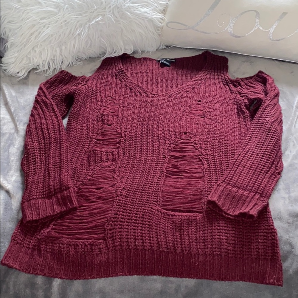 Trendy Threads Distressed Cut Out Sweater